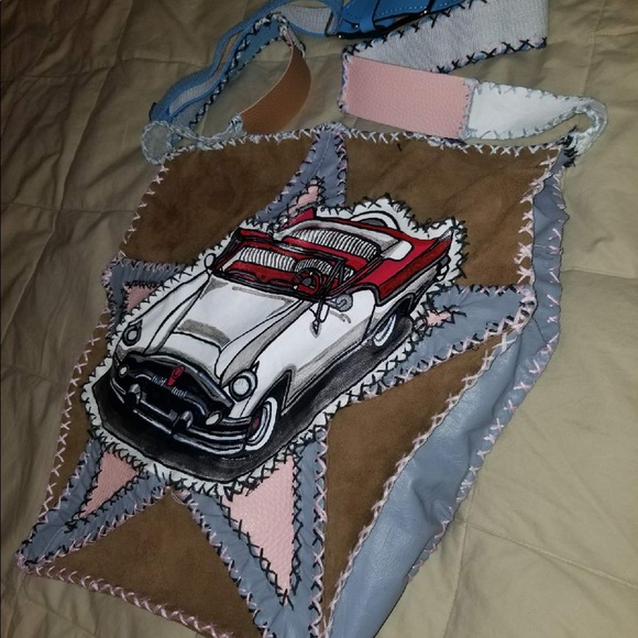 Leather bag shoulder Thunderbird detail HANDMADE - Picture 3 of 7